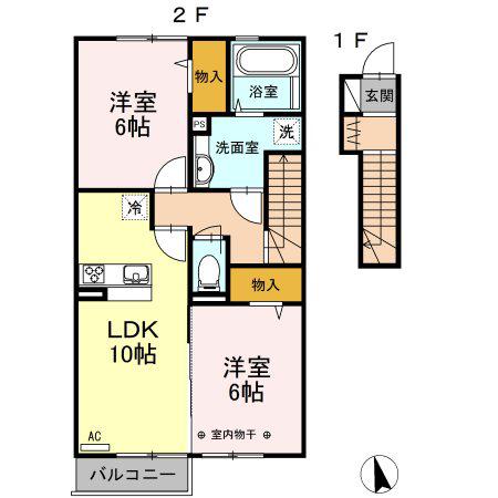 プラステート(2LDK/2階)の間取り写真