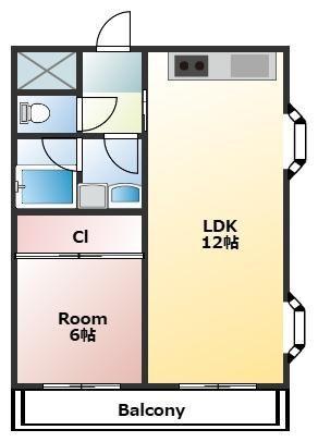 ロイヤル朝宮(1LDK/3階)の間取り写真