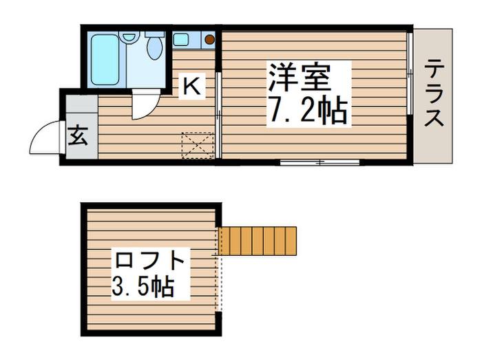 グランパルハイツ(1K/1階)の間取り写真