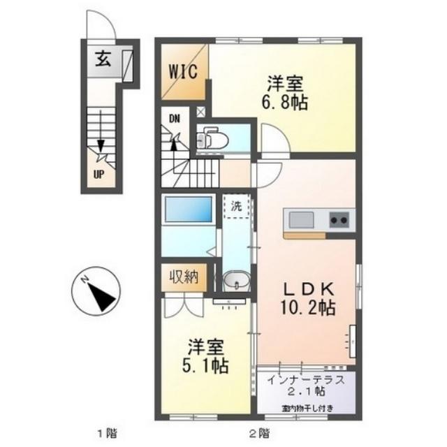 静岡鉄道静岡清水線 桜橋駅(静岡) 徒歩15分 2階建 新築(2LDK/2階)の間取り写真