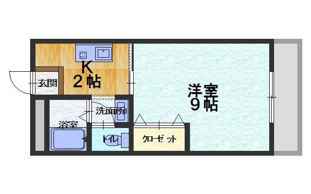 SKY 門(1K/2階)の間取り写真