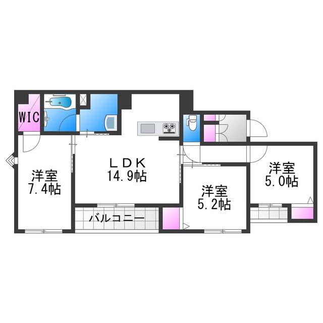 輝 阪南町(3LDK/3階)の間取り写真