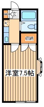 ミナトハイツ第2(1K/1階)の間取り写真