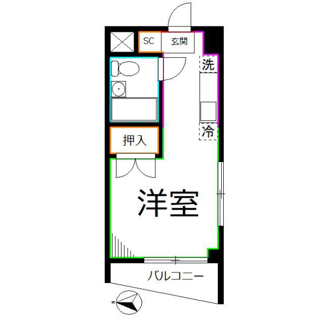 第五荒田ビルPARTII(1K/2階)の間取り写真