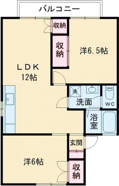 一色ハイツIIB棟(2LDK/2階)の間取り写真
