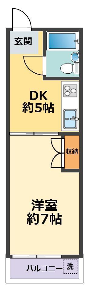 坂本マンション(1DK/2階)の間取り写真