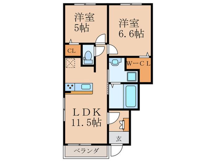 ギャラン大野井 A(2LDK/1階)の間取り写真