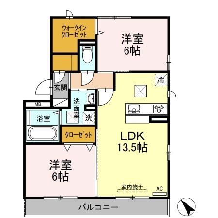 プランドール(2LDK/3階)の間取り写真