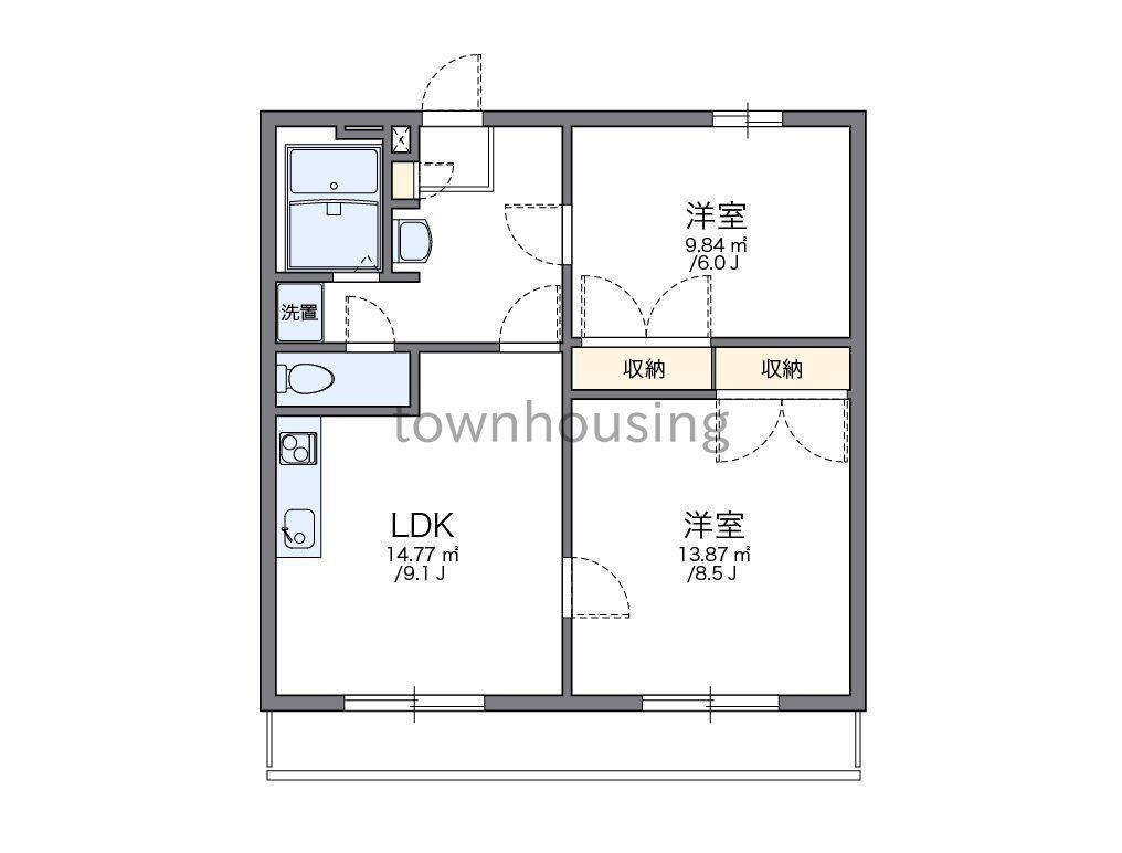 レオパレスエスポワールI(2DK/3階)の間取り写真
