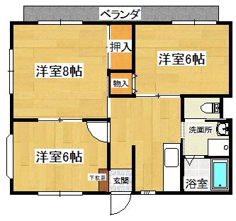 サンコーポアイカワ(3K/1階)の間取り写真