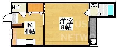 祇園ハイツ(1K/4階)の間取り写真