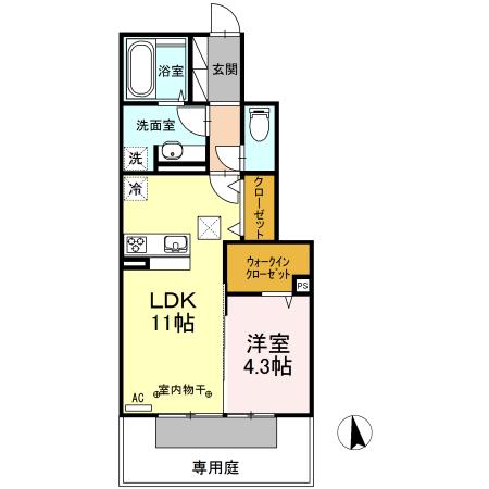 エスポワールII(1LDK/1階)の間取り写真
