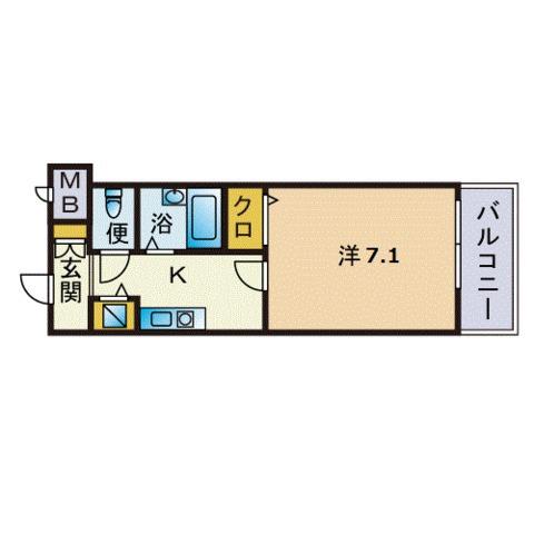 インヘリッツ田原(1K/4階)の間取り写真