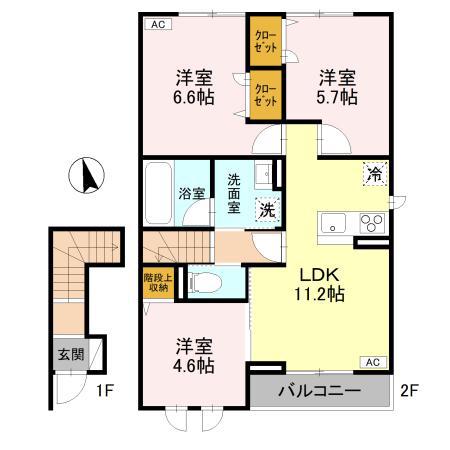 Dブルー・東城南(3LDK/2階)の間取り写真