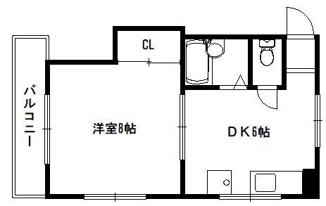 メゾン桃栄(1DK/2階)の間取り写真