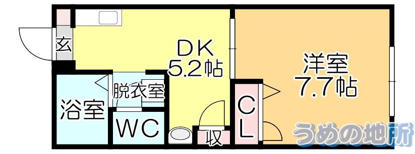 グレース小森野II(1DK/1階)の間取り写真