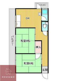 豊南町西4丁目文化(2DK/2階)の間取り写真