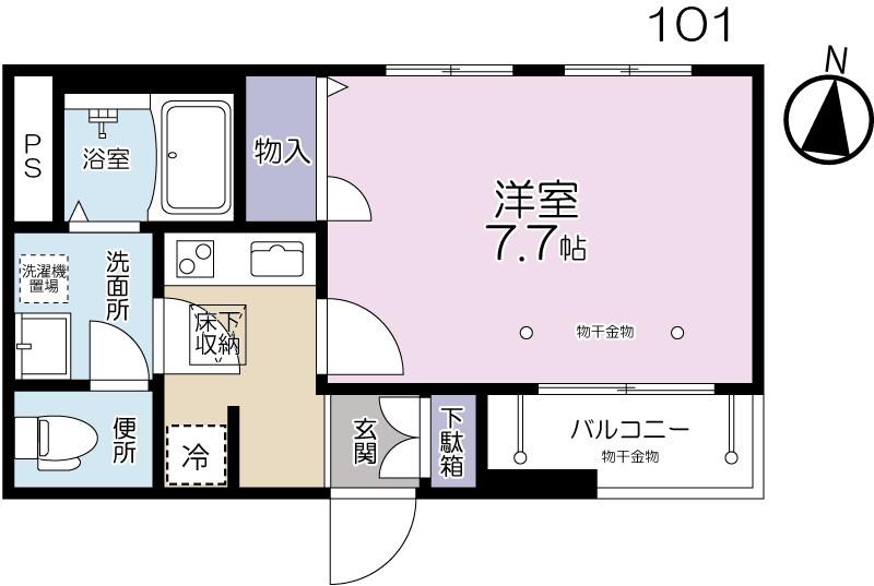 シャーメゾンPINO高松(1K/1階)の間取り写真