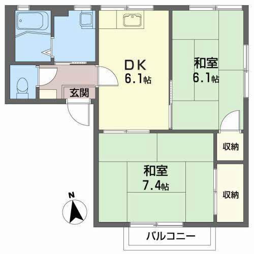 ミストラルヴィレッジA(2DK/2階)の間取り写真