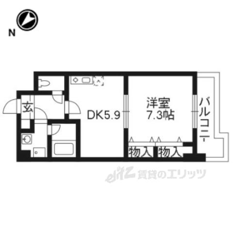 SION(1DK/2階)の間取り写真
