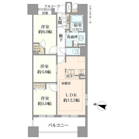 クレストシティータワーズ横浜(3LDK/11階)の間取り写真