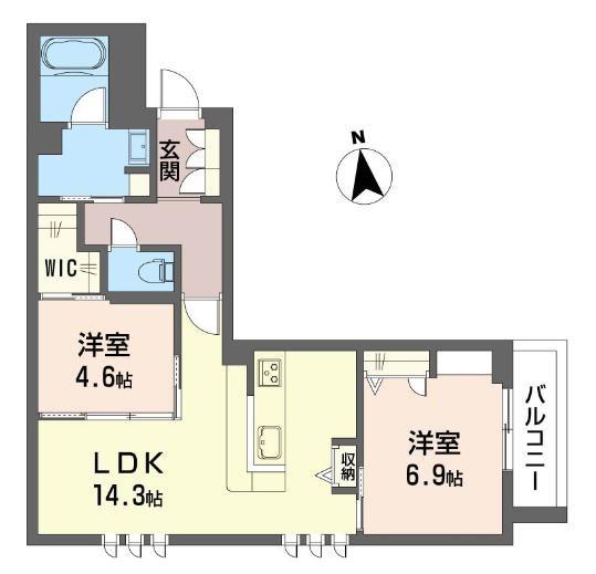 アリビオ世田谷代田(2LDK/2階)の間取り写真