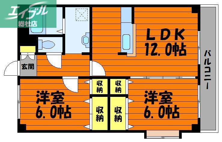 ソネヴァ(2LDK/3階)の間取り写真