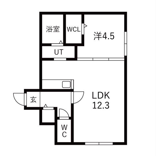 北27西8MS(1LDK/2階)の間取り写真