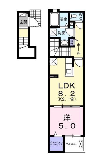 エルベート III(1LDK/2階)の間取り写真