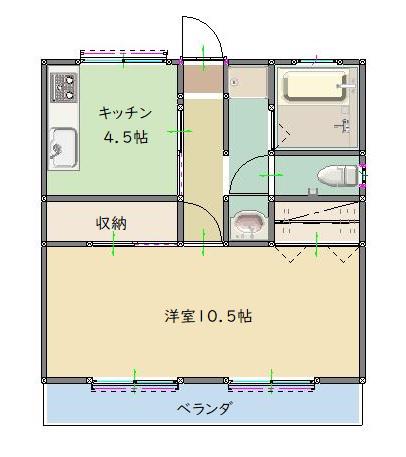 小森アパート(1DK/2階)の間取り写真