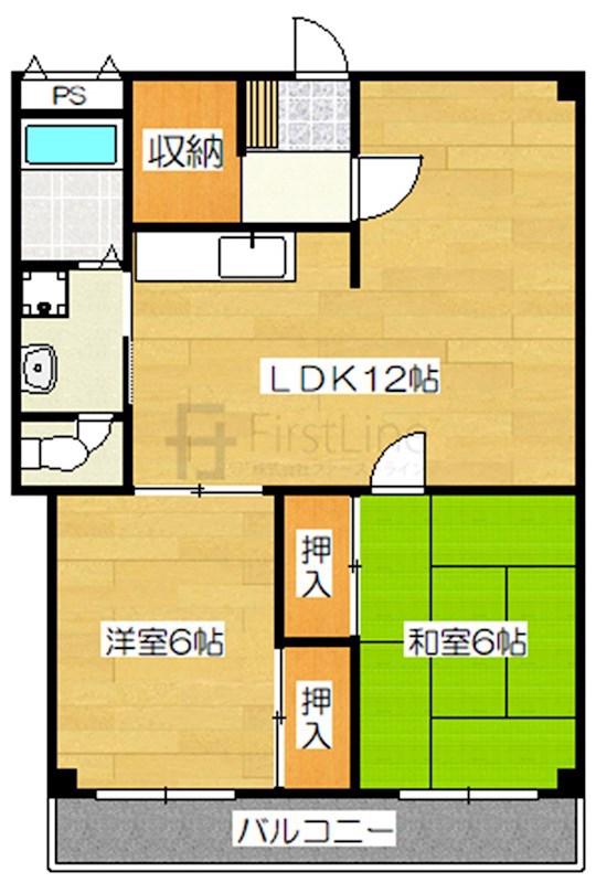 井上ビル(2LDK/3階)の間取り写真