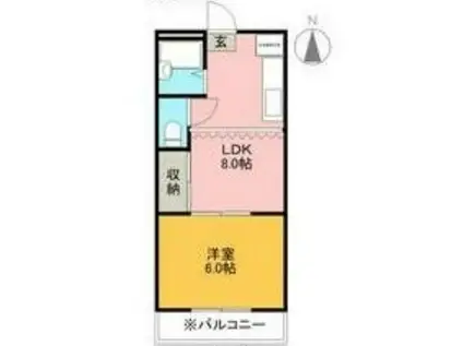 第3磯部コーポB棟(1LDK/1階)の間取り写真