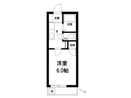 ビアンカ平和台(1K/2階)の間取り写真