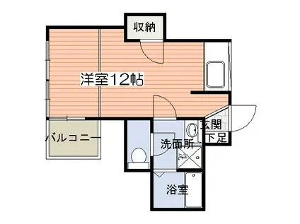 ロイヤルシティ中洲プレミアム(ワンルーム/9階)の間取り写真