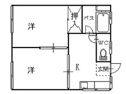 グリーンハイツ(2K/1階)の間取り写真