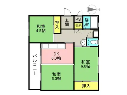 若山台26号棟(2LDK/4階)の間取り写真