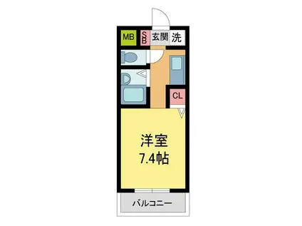 シティハウス仁川Ⅱ(1K/2階)の間取り写真