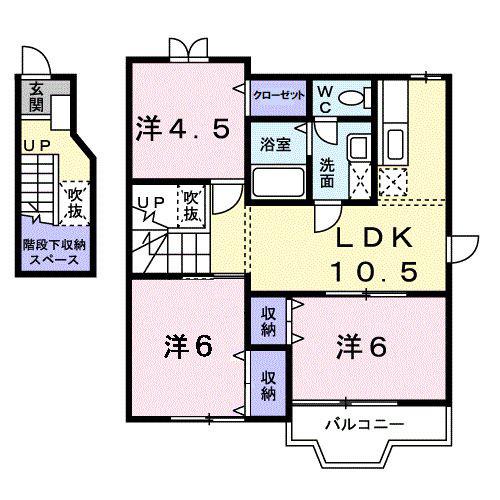 サンライズTE棟(3LDK/2階)の間取り写真