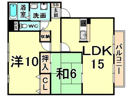 ジュネス武庫之荘Ⅶ(2LDK/1階)の間取り写真