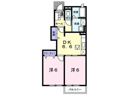 アルモニー スクエアB(2DK/1階)の間取り写真