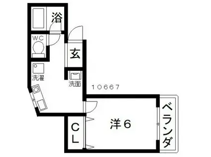 ベルハイツ(1K/3階)の間取り写真