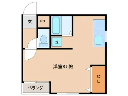 エムワン(ワンルーム/2階)の間取り写真