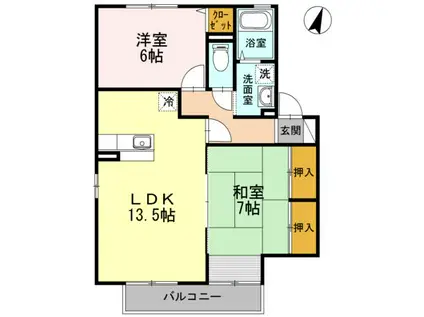 サン カルチェあいおい E(2LDK/2階)の間取り写真