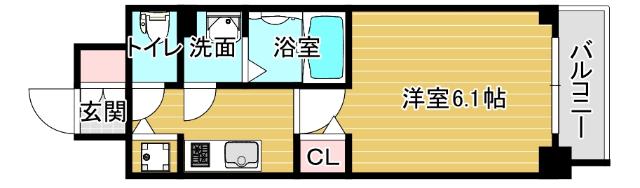 メインステージ京町堀(1K/7階)の間取り写真