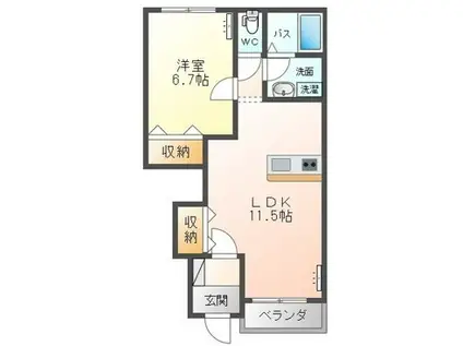 オリエンタルコート・K(1LDK/1階)の間取り写真