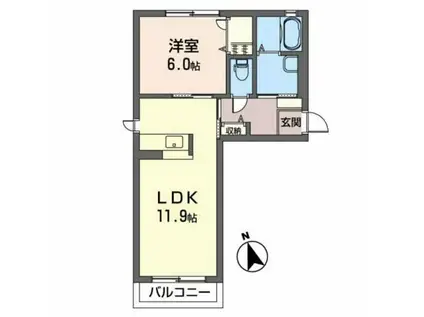 グランコート丸内A(1LDK/1階)の間取り写真