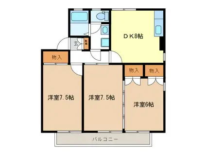 エクセル青木(3DK/1階)の間取り写真