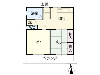 サンホワイトM下有知(2DK/3階)の間取り写真