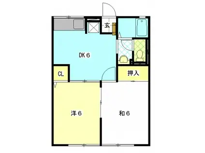 レトアI(2DK/2階)の間取り写真