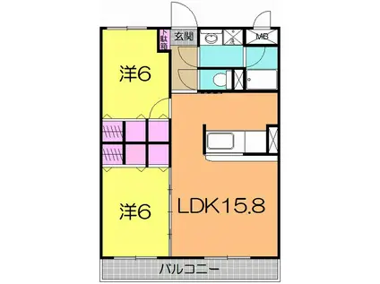 パークフィールド(2LDK/1階)の間取り写真
